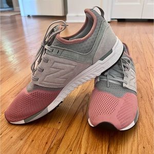 Men’s New Balance 247 Sport - salmon & gray. Size 10.5